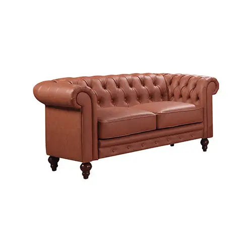 3 + 2 + 1 Seater Brown Sofa Lounge Chesterfireld Style Button Tufted in Faux Leather - Furniture > Sofas