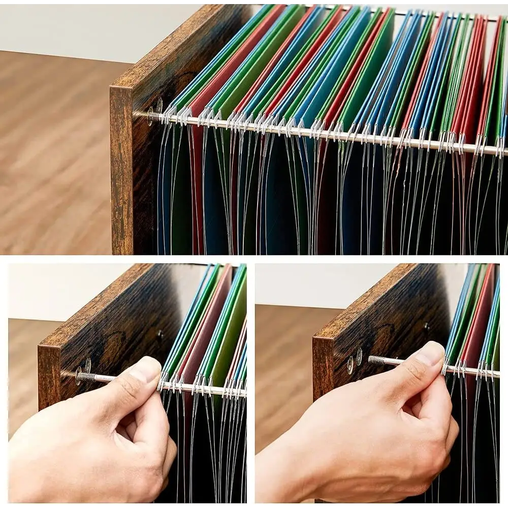 3-Drawer File Cabinet with Open Compartments for A4 Rustic Brown and Black - Home & Garden > Home Office Accessories >