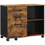 3-Drawer File Cabinet with Open Compartments for A4 Rustic Brown and Black - Home & Garden > Home Office Accessories >