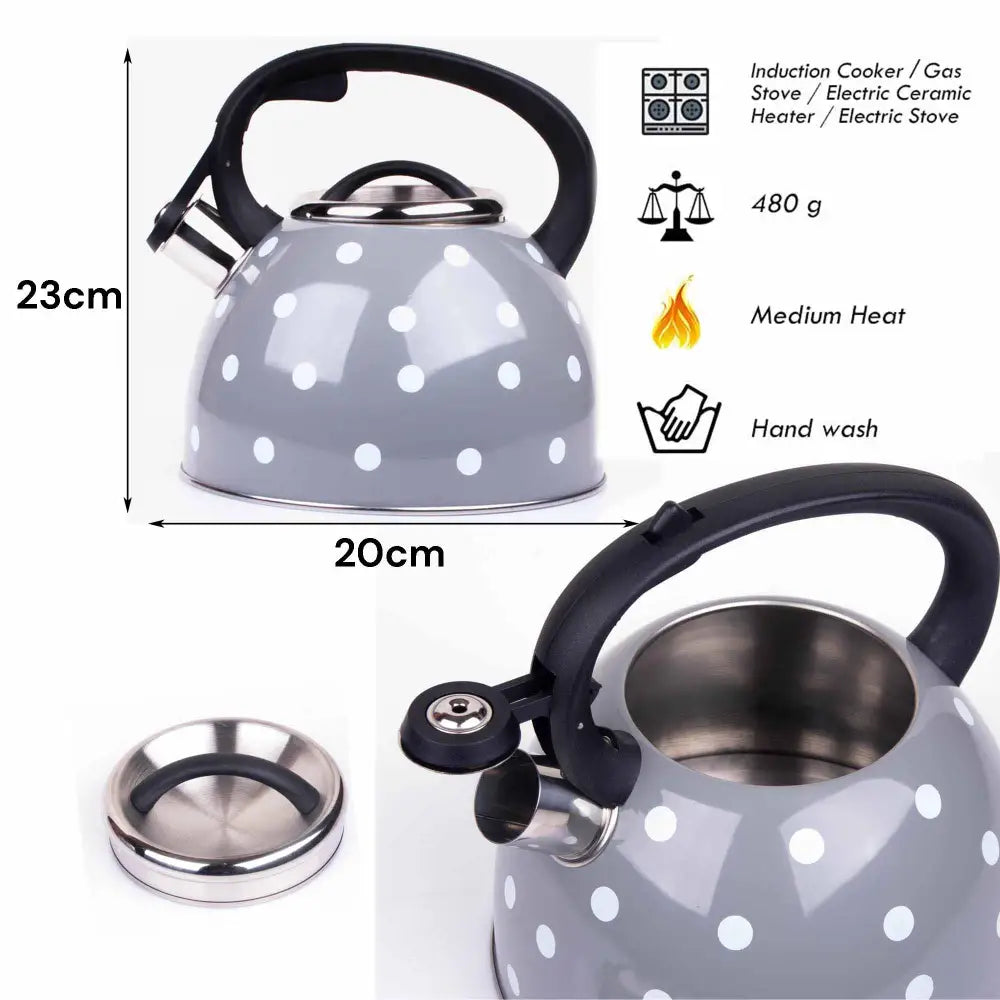 3 Liter Tea Whistling Kettle Stainless Steel Modern Whistling Tea Pot for Stovetop - Home & Garden > Kitchenware
