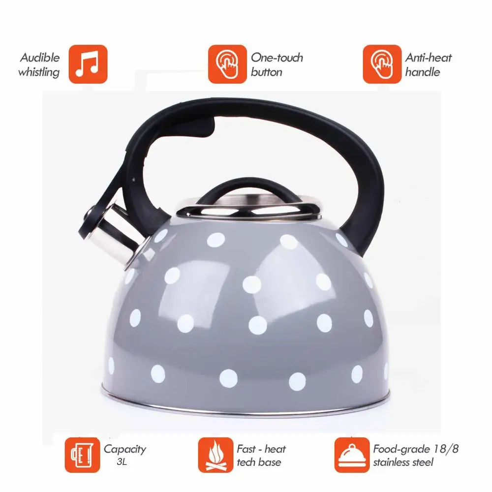 3 Liter Tea Whistling Kettle Stainless Steel Modern Whistling Tea Pot for Stovetop - Home & Garden > Kitchenware