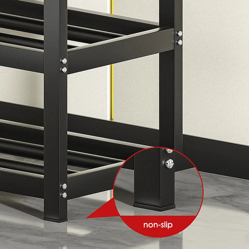 3 Tiers 95cm Width Sturdy Steel Multi-layer Shoe Rack with Bench Entryway Shoe Storage Organizer - Home & Garden >