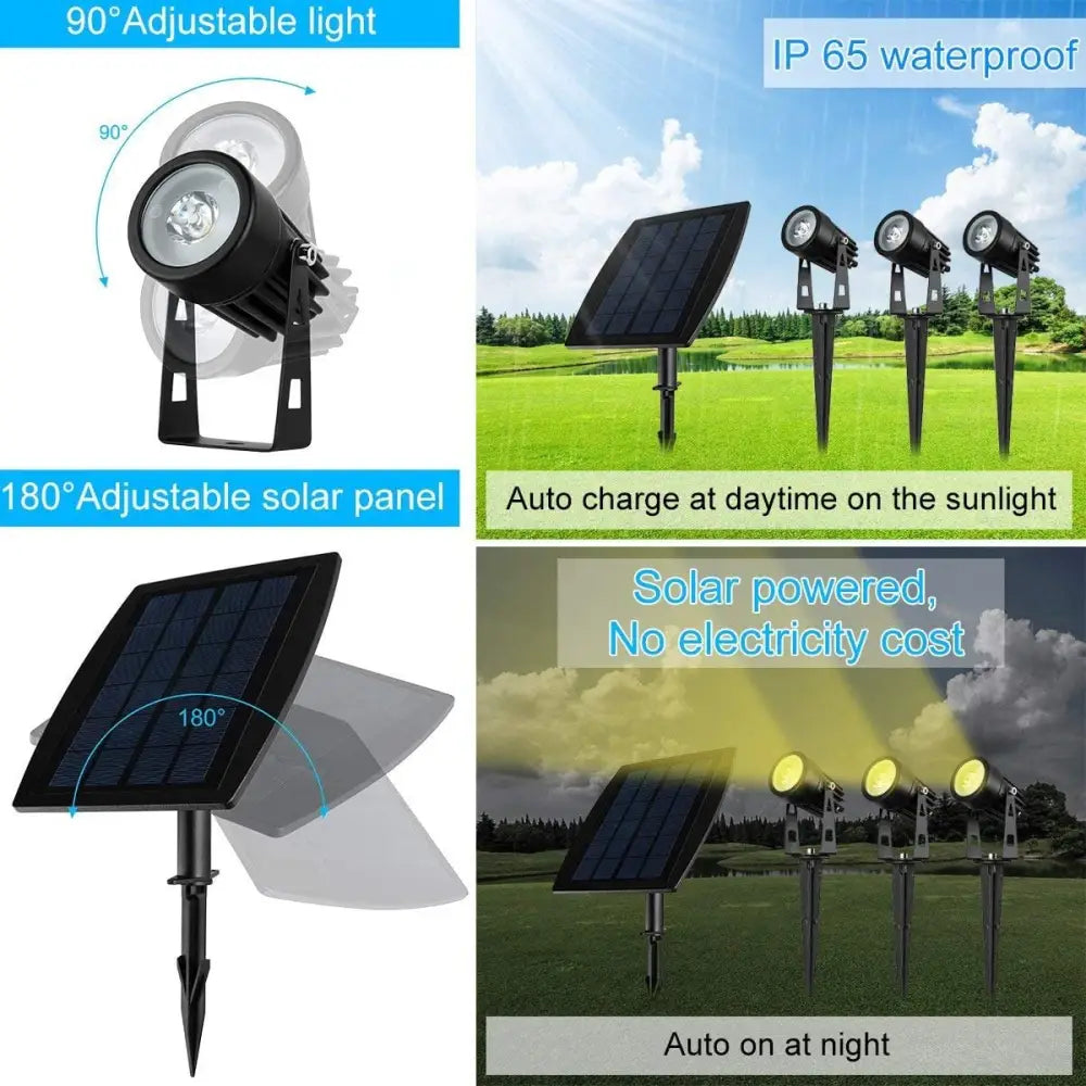 3 x LED Spotlights Powered Solar Garden Lights Outdoor Waterproof (Warm White) - Home & Garden > Garden Lights