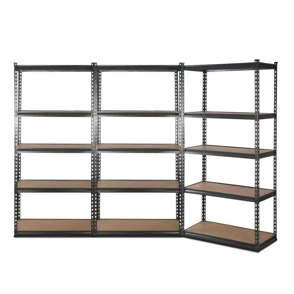 3x1.8M 5-Shelves Steel Warehouse Shelving Racking Garage Storage Rack Grey - Home & Garden > Storage