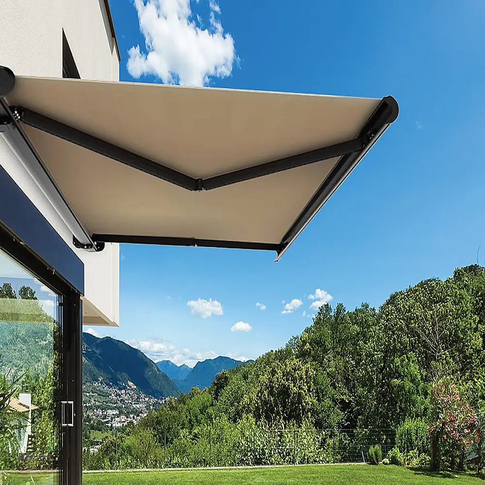 4.0m x 3.0m Retractable Folding Arm Awning Heavy Duty Full Cassette Motorised - Home & Garden > Shading
