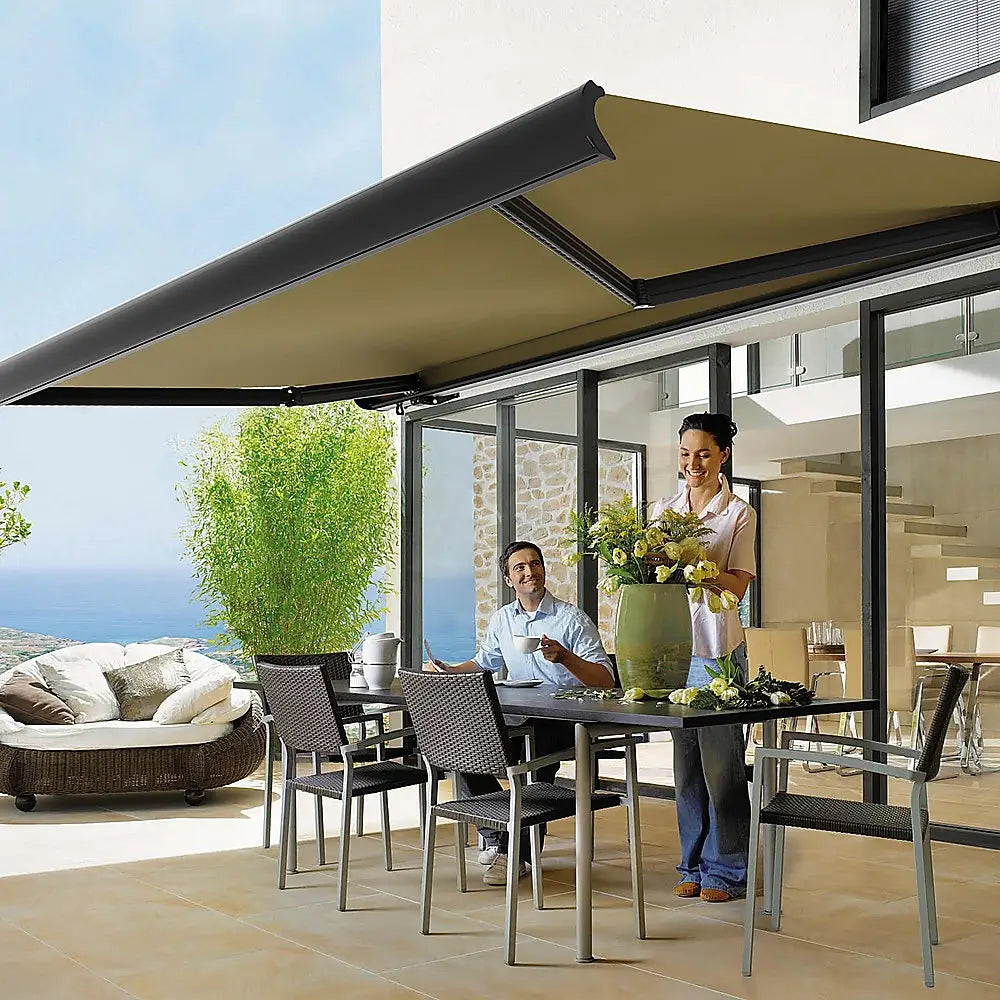 4.0m x 3.0m Retractable Folding Arm Awning Heavy Duty Full Cassette Motorised - Home & Garden > Shading