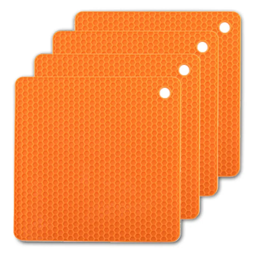 4 Pack Multi Purpose Silicone Insulation Mat Heat-Resistant Dishes Pads(Orange) - Home & Garden > Kitchenware