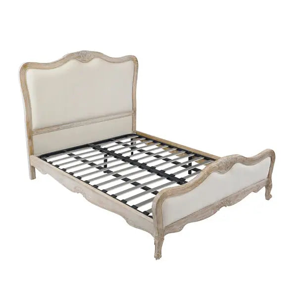 4 Pcs Bedroom Suite Oak Wood Plywood Veneer White Washed Finish in Queen Size - Furniture > Bedroom > Dressers