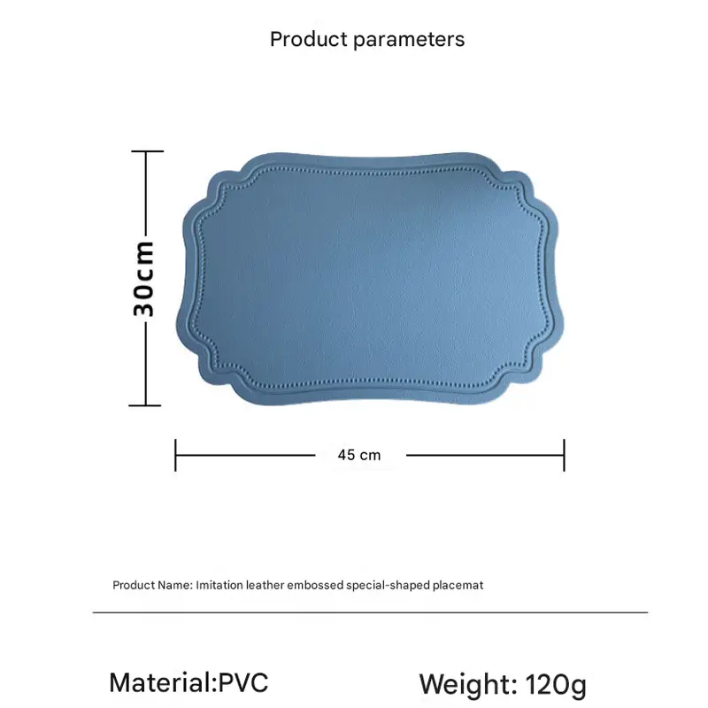 4 pcs Retro Faux Leather Placemat - Waterproof & Oil-Proof Dining Table Mat (Light blue) - Home & Garden > Kitchenware