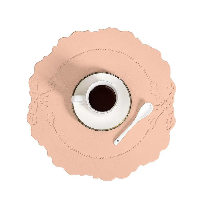 4 pcs Retro Faux Leather Placemat - Waterproof & Oil-Proof Dining Table Mat (Pink) - Home & Garden > Kitchenware >