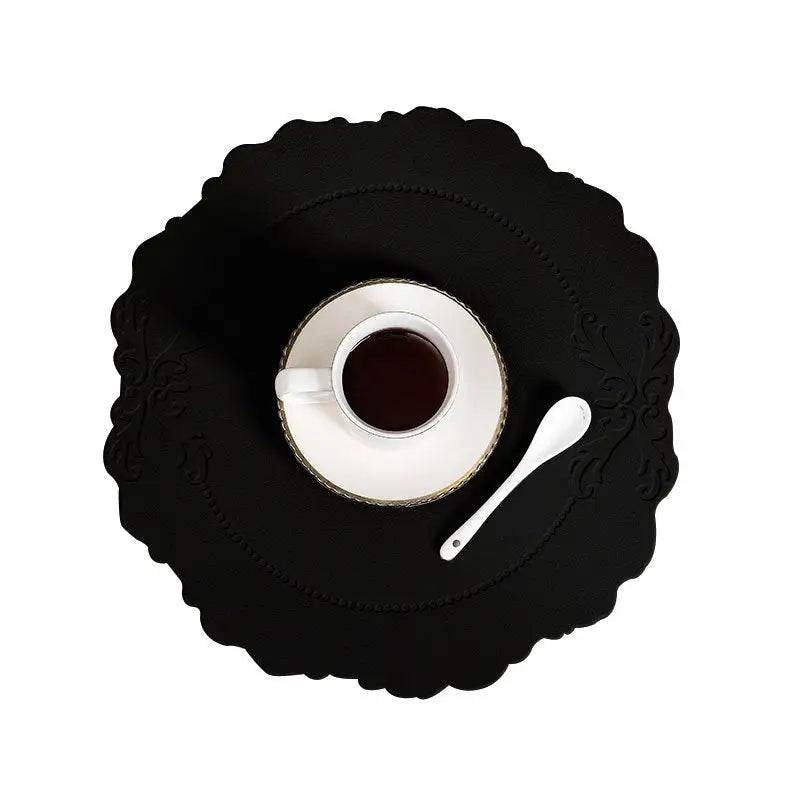4 pcs Retro Faux Leather Placemat - Waterproof & Oil-Proof Dining Table Mat (Black) - Home & Garden > Kitchenware >
