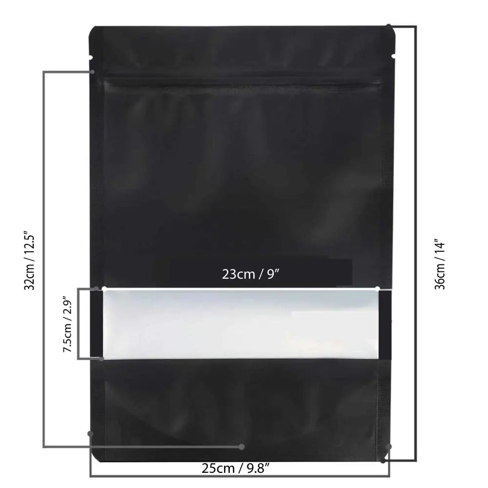 400 Resealable Mylar Stand Up Bags 36x25cm - Black Food Packaging Zip Pouch - Home & Garden > Kitchenware