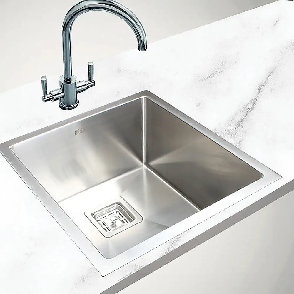 430x455mm Handmade 1.5mm Stainless Steel Undermount / Topmount Kitchen Sink with Square Waste - Furniture > Bathroom >