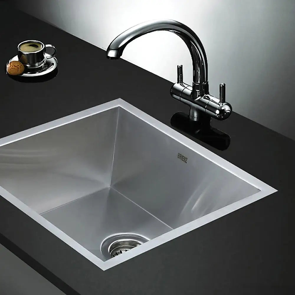 440x440mm Handmade Stainless Steel Undermount / Topmount Kitchen Laundry Sink with Waste - Furniture > Bathroom > Sinks