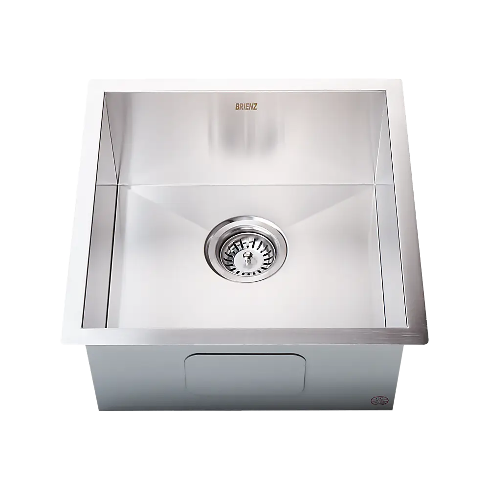 440x440mm Handmade Stainless Steel Undermount / Topmount Kitchen Laundry Sink with Waste - Furniture > Bathroom > Sinks