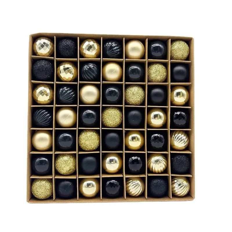 49-Piece Christmas Ornament Set - 3cm Black Gold Baubles for Christmas Tree Decoration - Occasions > Christmas >