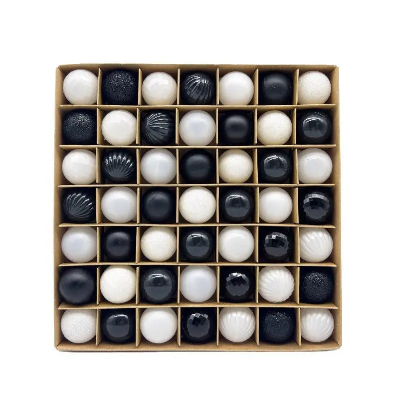 49-Piece Christmas Ornament Set - 3cm Black White Baubles for Christmas Tree Decoration - Occasions > Christmas >
