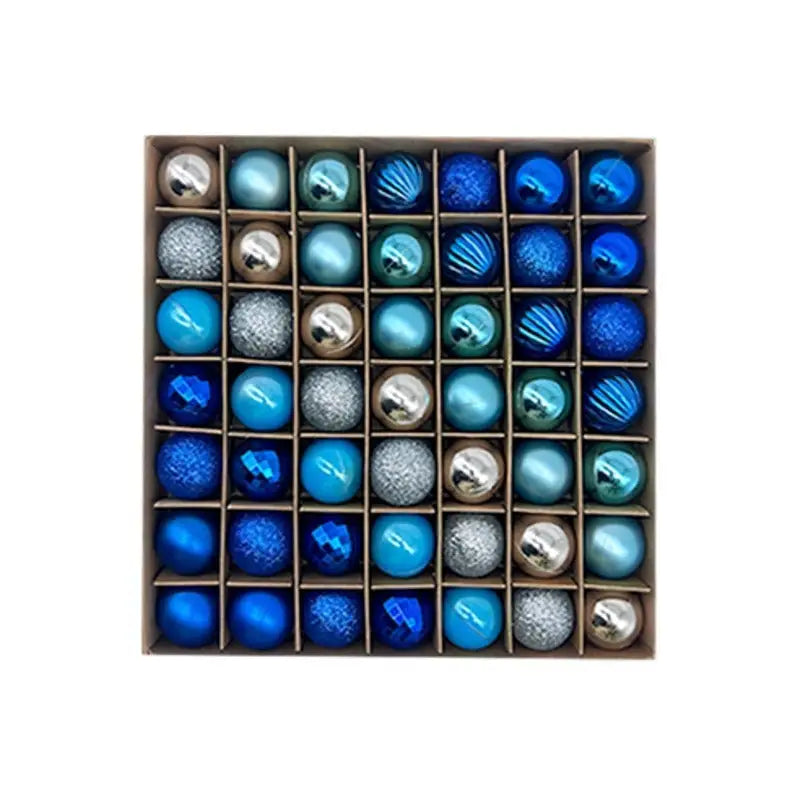 49-Piece Christmas Ornament Set - 3cm Blue Silver Baubles for Christmas Tree Decoration - Occasions > Christmas >