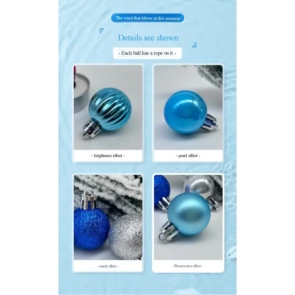 49-Piece Christmas Ornament Set - 3cm Blue Silver Baubles for Christmas Tree Decoration - Occasions > Christmas >