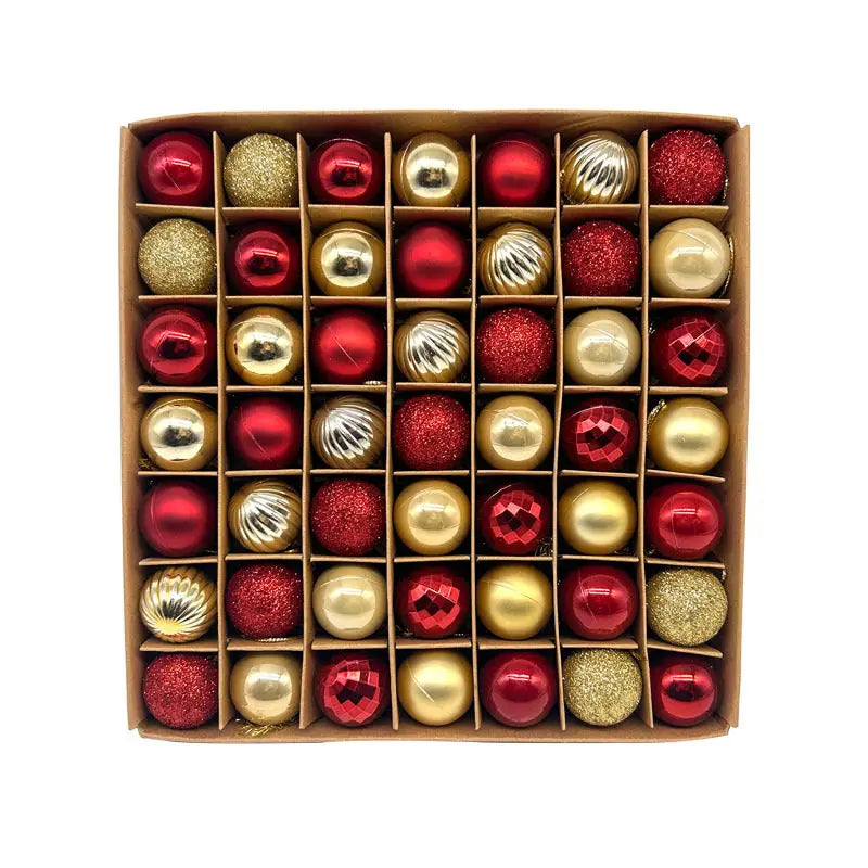 49-Piece Christmas Ornament Set - 3cm Red Gold Baubles for Christmas Tree Decoration - Occasions > Christmas >