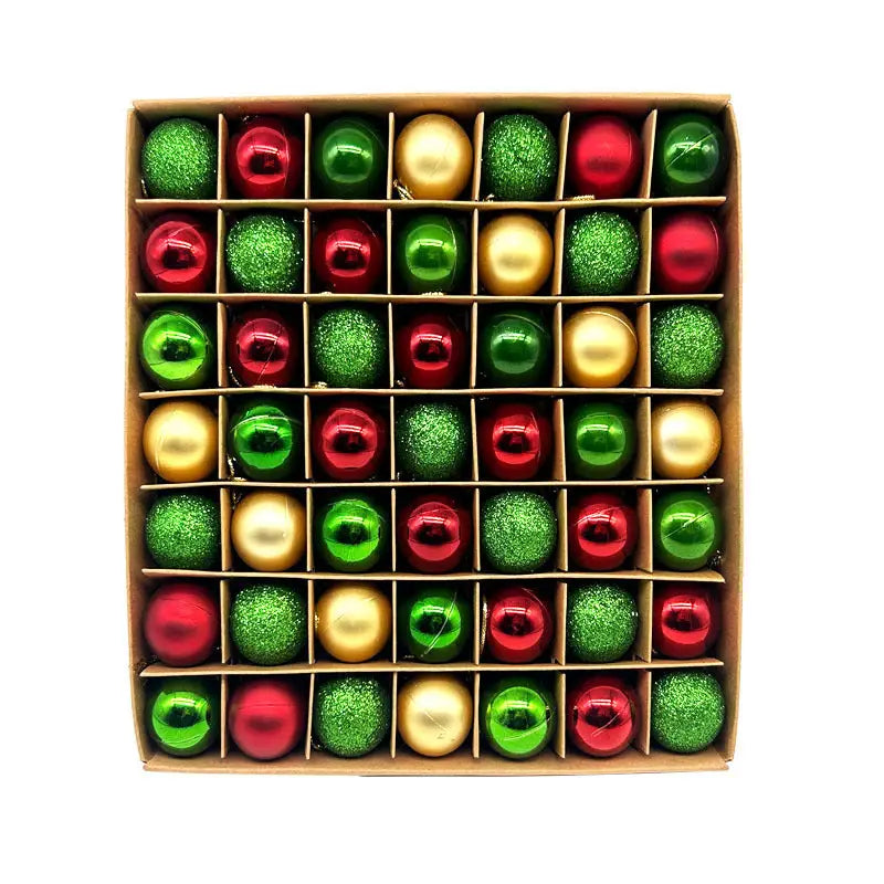 49-Piece Christmas Ornament Set - 3cm Red Green,Gold Baubles for Christmas Tree Decoration - Occasions > Christmas >