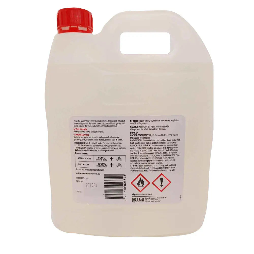 4L Floor Cleaner Concentrate Bosistos Heavy Duty Surface Cleaning Eucalyptus Oil - Home & Garden > Laundry & Cleaning >