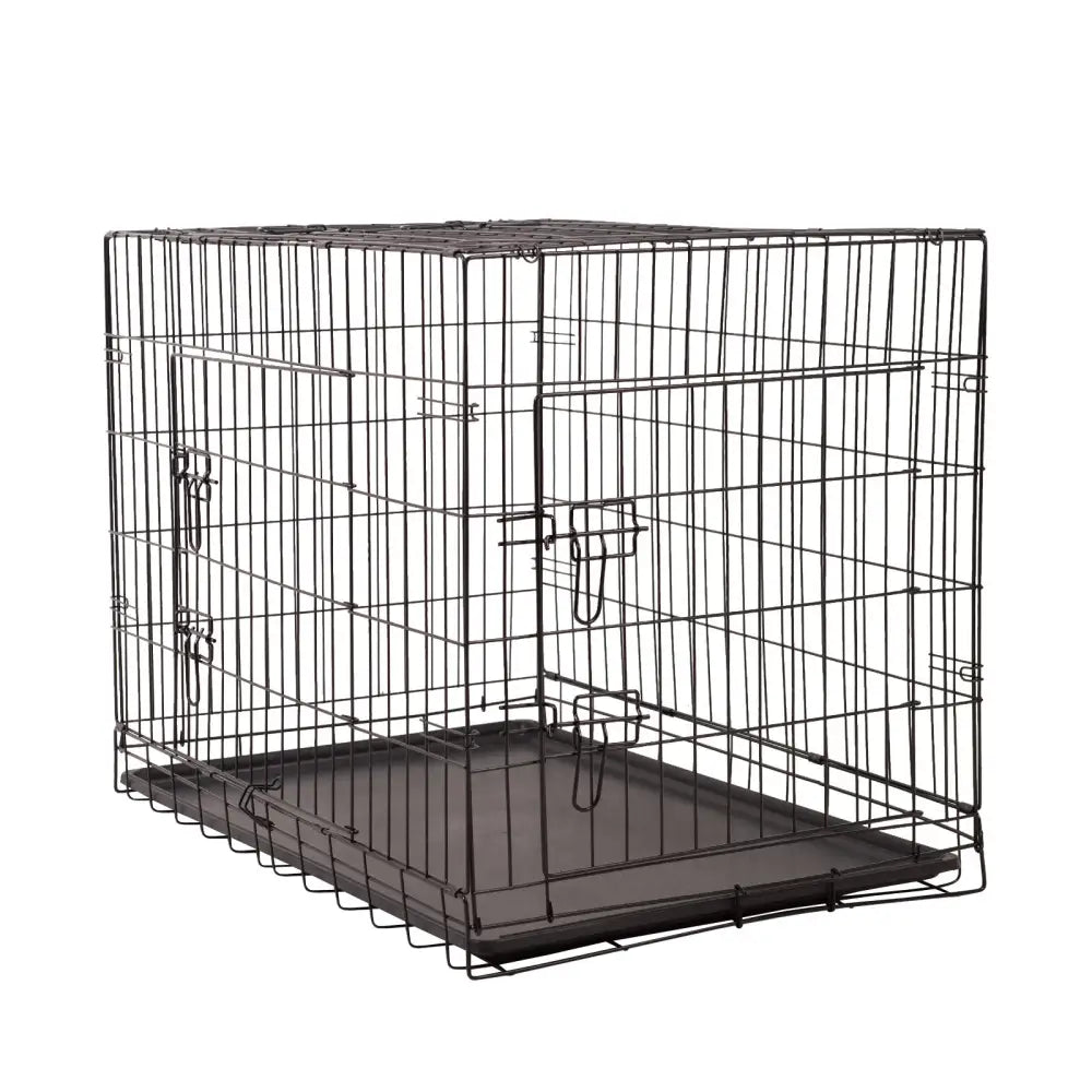 4Paws Dog Cage Pet Crate Cat Puppy Metal Cage ABS Tray Foldable Portable Black - 36’’ - Black - Pet Care > Cat