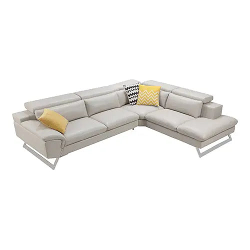5 Seater Lounge Cream Colour Leatherette Corner Sofa Couch with Chaise - Furniture > Sofas