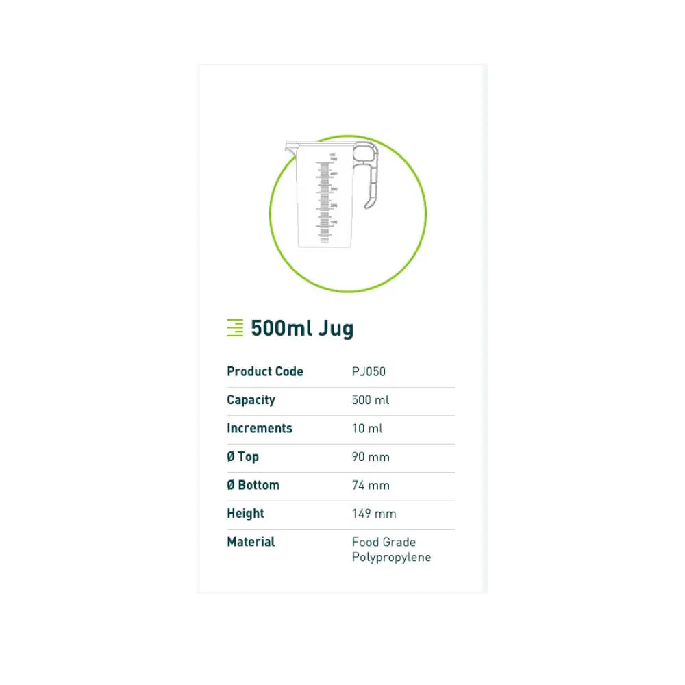500ml Measuring Jug Heavy Duty Clear Plastic Propylene BPA 5 Food Grade Pro-Jug - Home & Garden > Kitchenware