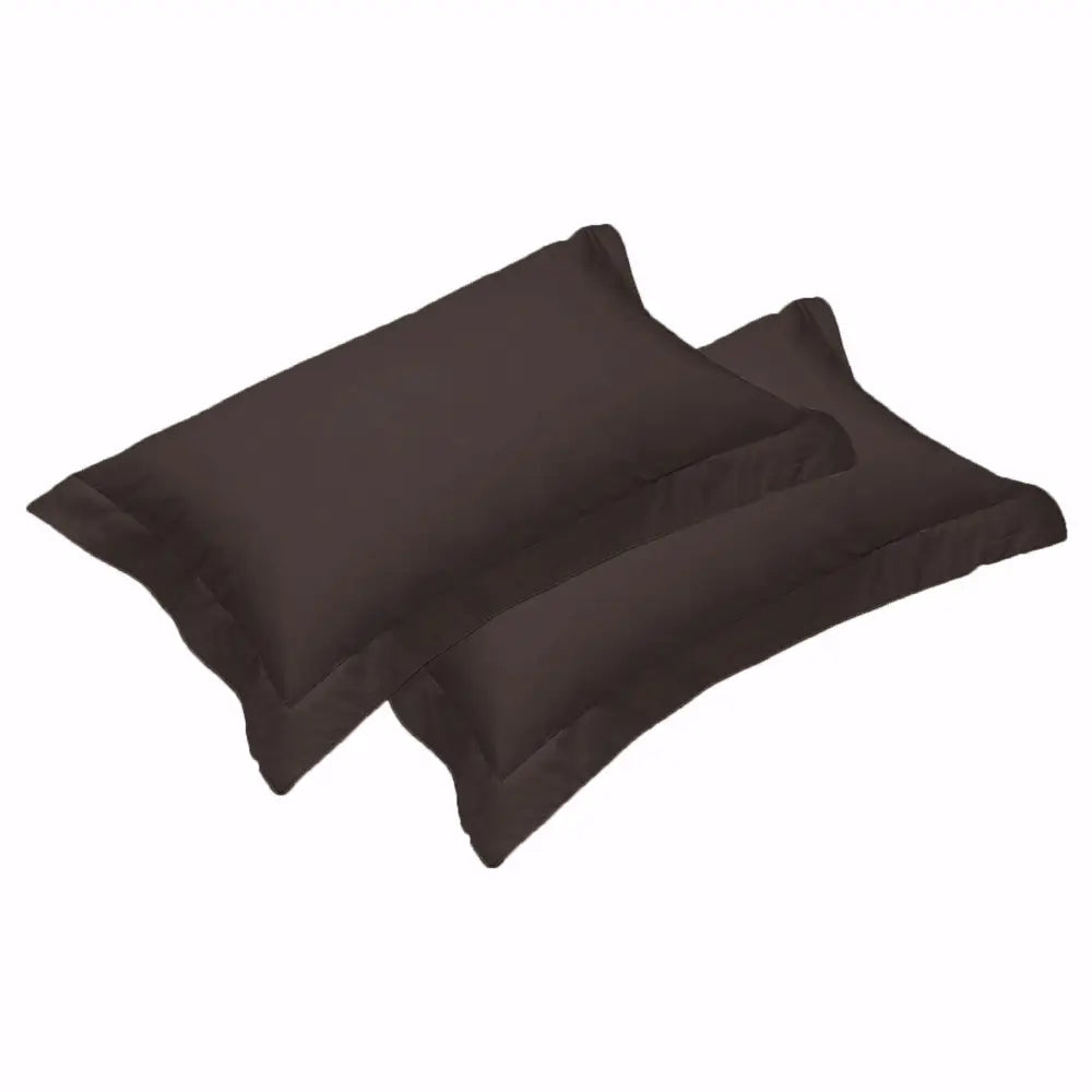 500TC Pair of Egyptian Cotton Tailored Standard Pillowcases Chocolate - Home & Garden > Bedding > Pillowcases