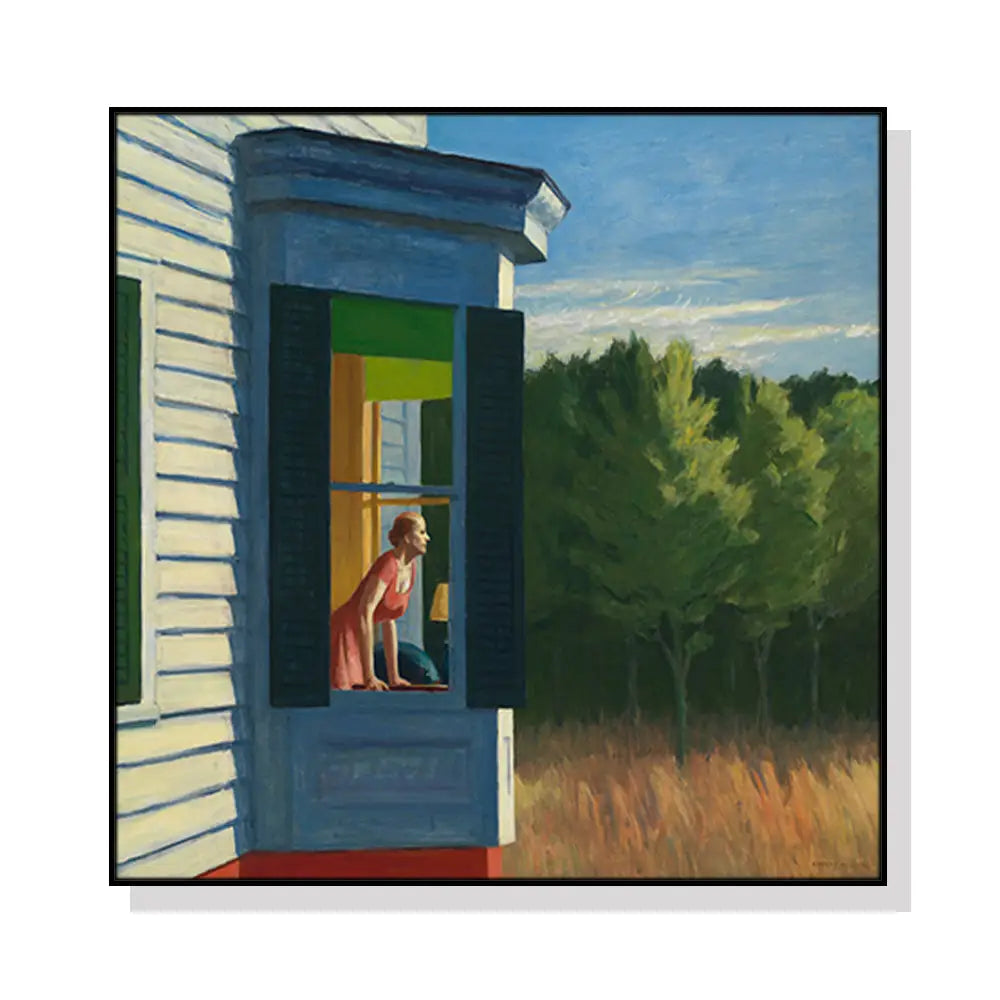 50cmx50cm Cape Cod Morning By Edward Hopper Black Frame Canvas Wall Art - Home & Garden > Wall Art