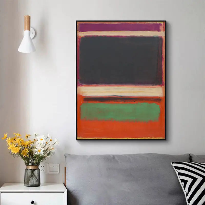 50cmx70cm Black Orange Green By Mark Rothko Black Frame Canvas Wall Art - Home & Garden > Wall Art