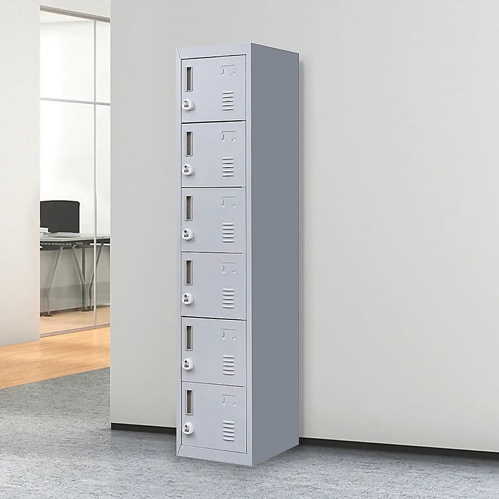 6-Door Locker for Office Gym Shed School Home Storage - Furniture > Office
