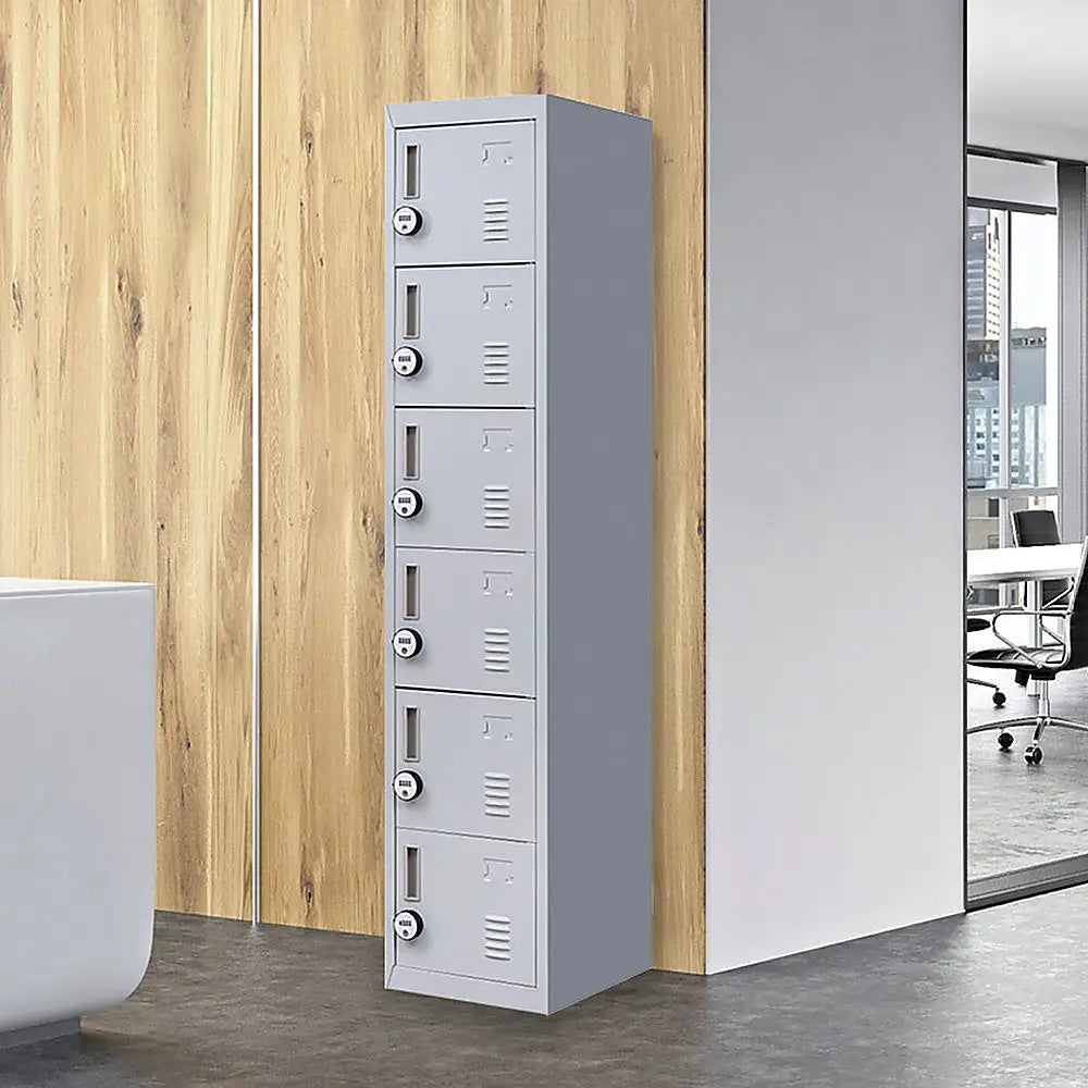 6-Door Locker for Office Gym Shed School Home Storage - Furniture > Office