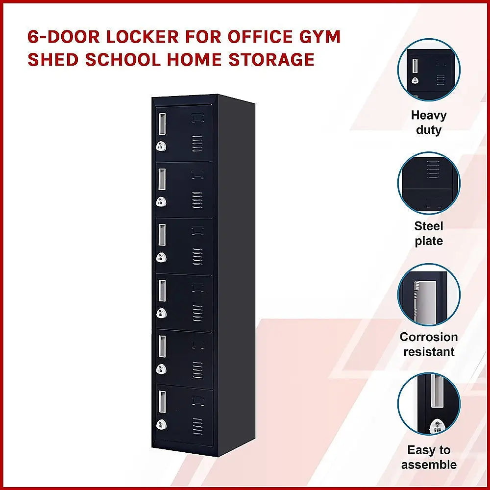 6-Door Locker for Office Gym Shed School Home Storage - Furniture > Office