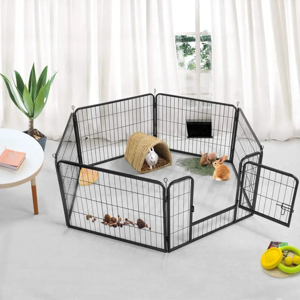 6 Panel Pet Dog Cat Bunny Puppy Play pen Playpen 60x80 cm Exercise Cage Dog Panel Fence - Pet Care > Dog Supplies > Dog
