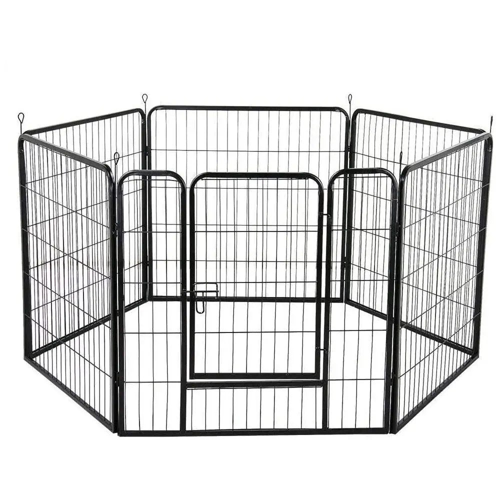 6 Panel Pet Dog Cat Bunny Puppy Play pen Playpen 80x80cm Exercise Cage Dog Panel Fence - Pet Care > Dog Supplies > Dog