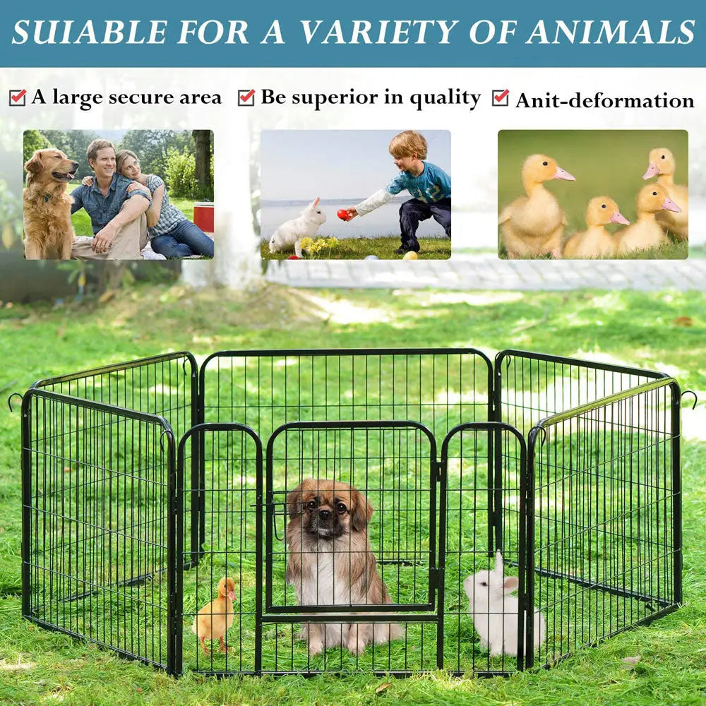 6 Panel Pet Dog Cat Bunny Puppy Play pen Playpen 80x80cm Exercise Cage Dog Panel Fence - Pet Care > Dog Supplies > Dog