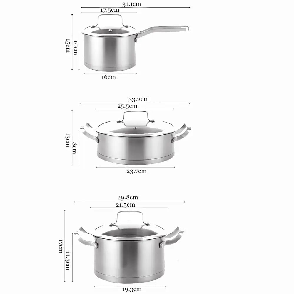 6 Pc Kitchen Sauce Pan Pots Set 430 Stainless Steel Cookware Set Milk stock Pot Pans Set - Home & Garden > Kitchenware