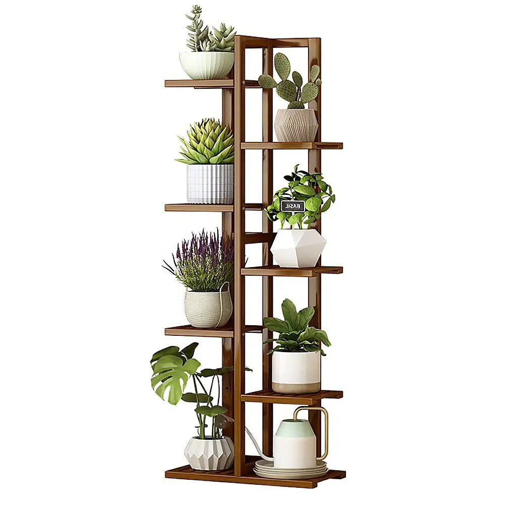 6 Tiers Vertical Bamboo Plant Stand Staged Flower Shelf Rack Outdoor Garden - Furniture > Office
