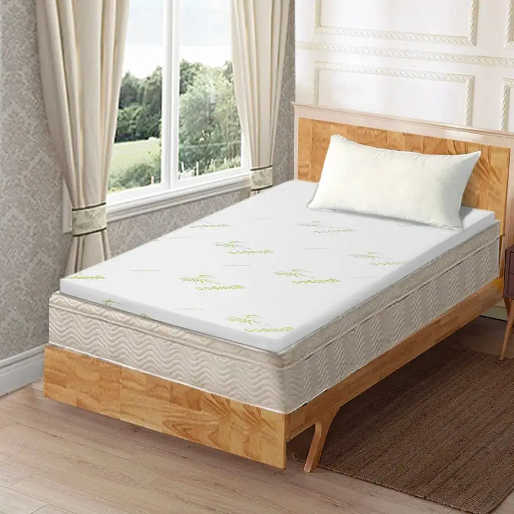 6cm Memory Foam Mattress Topper with Bamboo Cover - Single - Furniture > Mattresses > Mattress Toppers