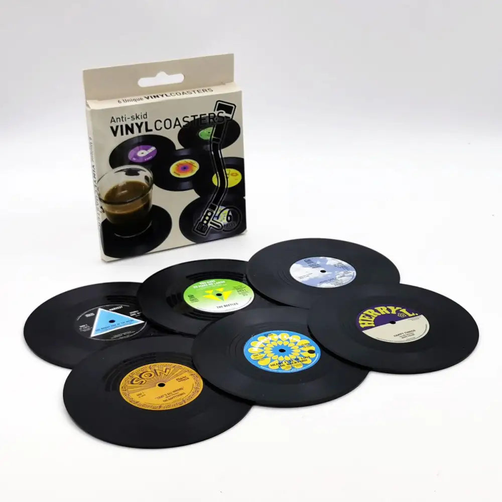 6x Creative Vinyl Record Cup Coasters Glass Drink Tableware Home Décor B - Home & Garden > Kitchenware