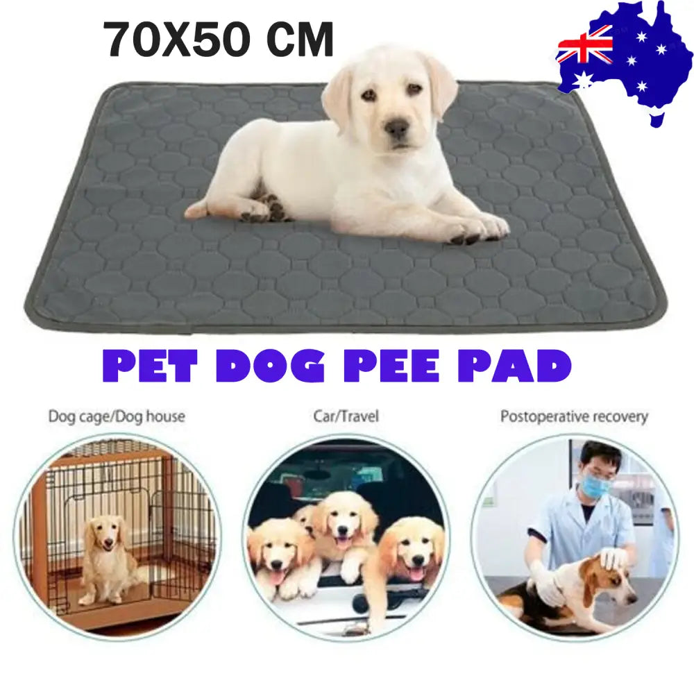 70X50cm Washable Pet Dog Pee Pad Reusable Cat Puppy Training Wee Absorbent Mat Pads Bed - Pet Care > Dog Supplies > Dog