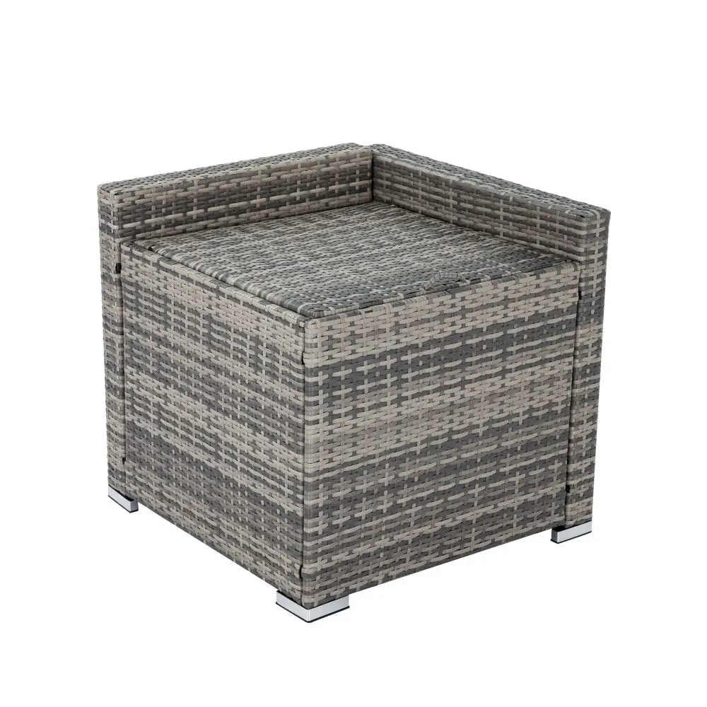 7PC Outdoor Wicker Lounge with Storage Corner (Grey) - Furniture > Outdoor