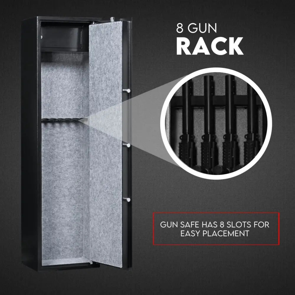 8 Gun Safe Firearm Rifle Storage Lock box Steel Cabinet Heavy Duty Locker CAT A + B - Home & Garden > Storage