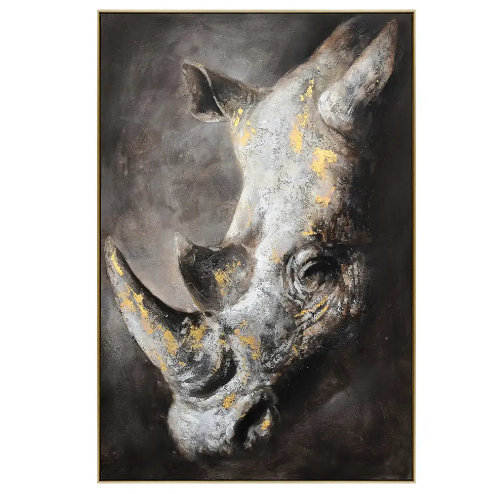 80X120cm Golden Titan Champagne Framed Hand Painted Canvas Wall Art - Home & Garden > Wall Art