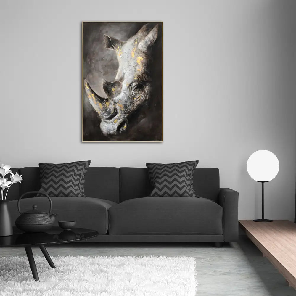 80X120cm Golden Titan Champagne Framed Hand Painted Canvas Wall Art - Home & Garden > Wall Art