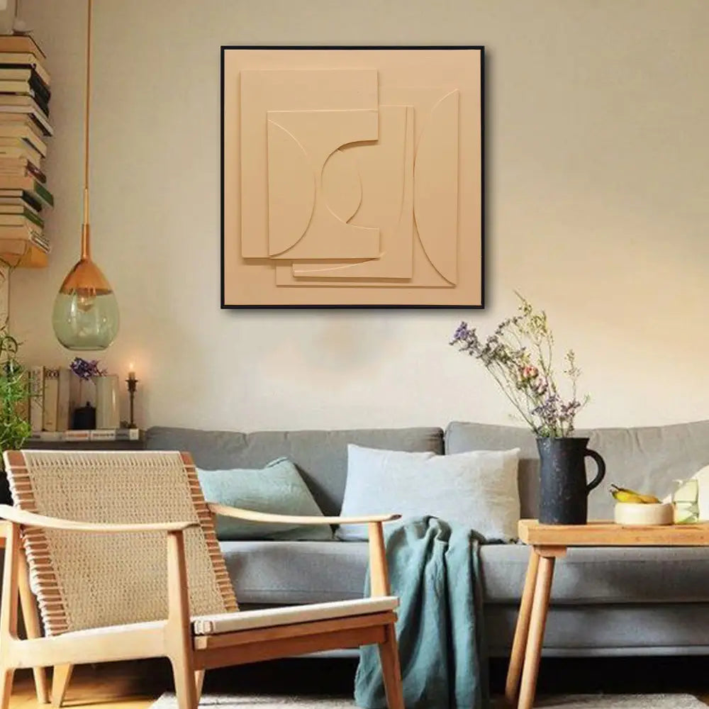 80X80cm Panorama Dimensions II Black Framed Hand Painted Canvas 3D Wall Art - Home & Garden > Wall Art