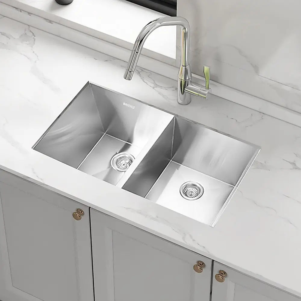 820x457mm Handmade Stainless Steel Undermount / Topmount Kitchen Laundry Sink with Waste - Furniture > Bathroom > Sinks