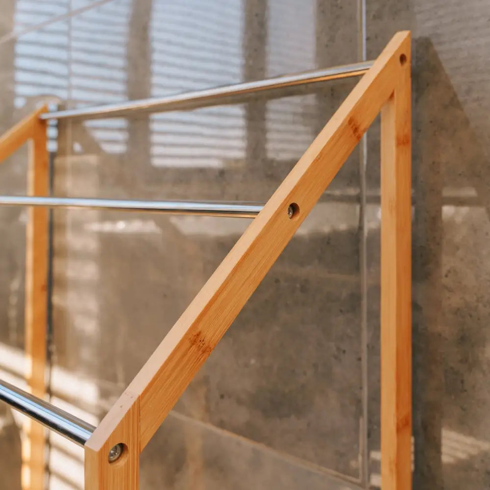85cm Standing Towel Rack - Bamboo Towel Bar Metal 3-Tier - Home & Garden > Bathroom Accessories > Towel Racks & Holders